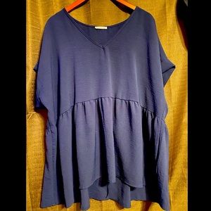 Chic Soul - Navy Blue Babydoll Top